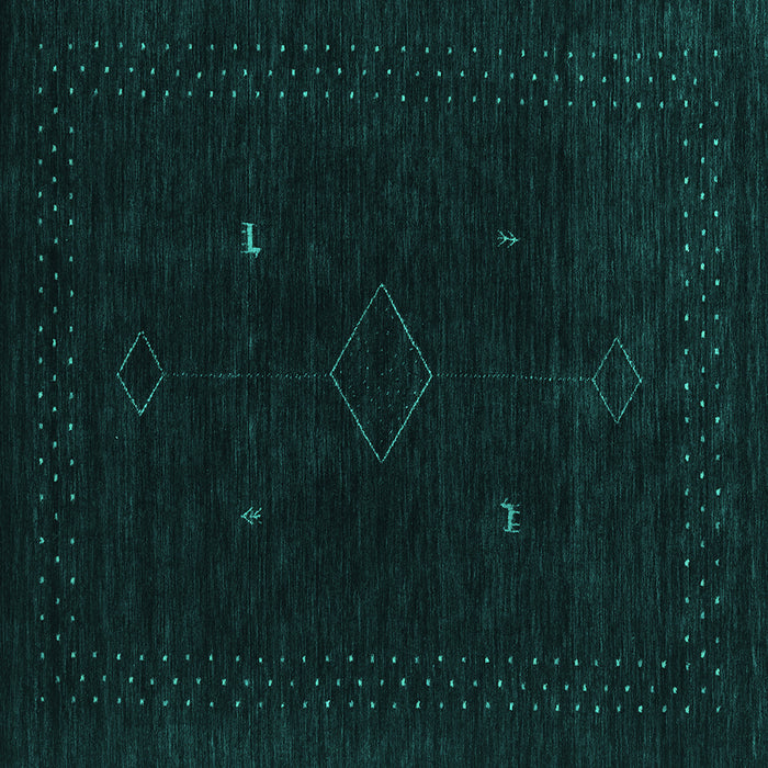 Square Machine Washable Abstract Turquoise Contemporary Area Rugs, wshcon2618turq