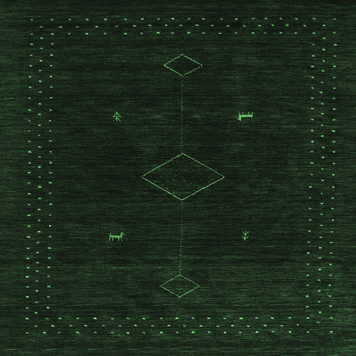 Square Abstract Emerald Green Contemporary Rug, con2618emgrn