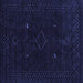 Square Abstract Blue Contemporary Rug, con2618blu