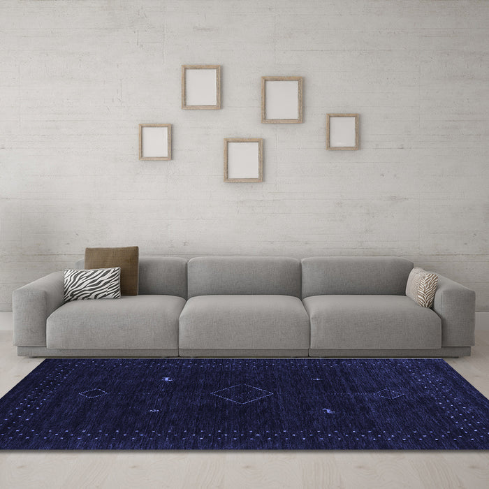 Machine Washable Abstract Blue Contemporary Rug in a Living Room, wshcon2618blu