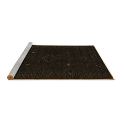 Sideview of Machine Washable Abstract Brown Contemporary Rug, wshcon2618brn