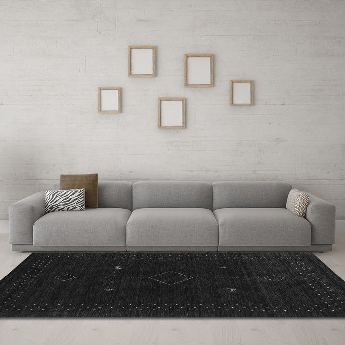 Machine Washable Abstract Gray Contemporary Rug in a Living Room,, wshcon2618gry