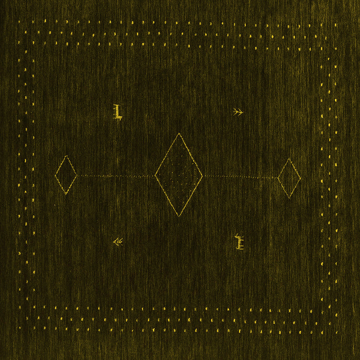 Square Machine Washable Abstract Yellow Contemporary Rug, wshcon2618yw