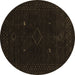 Round Abstract Brown Contemporary Rug, con2618brn