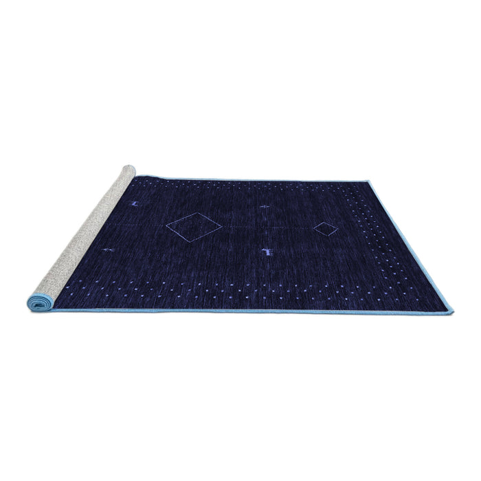 Sideview of Machine Washable Abstract Blue Contemporary Rug, wshcon2618blu