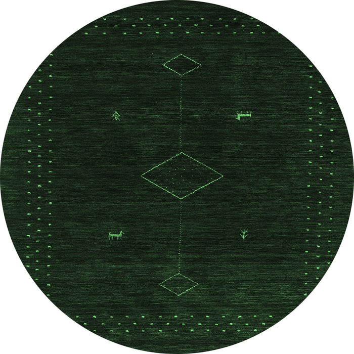 Round Abstract Emerald Green Contemporary Rug, con2618emgrn