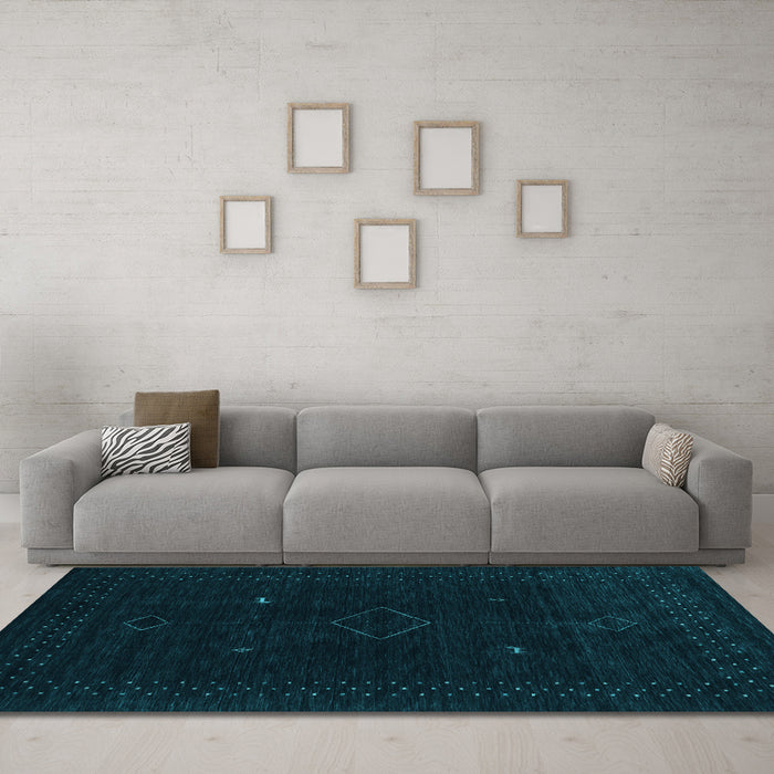 Machine Washable Abstract Light Blue Contemporary Rug in a Living Room, wshcon2618lblu