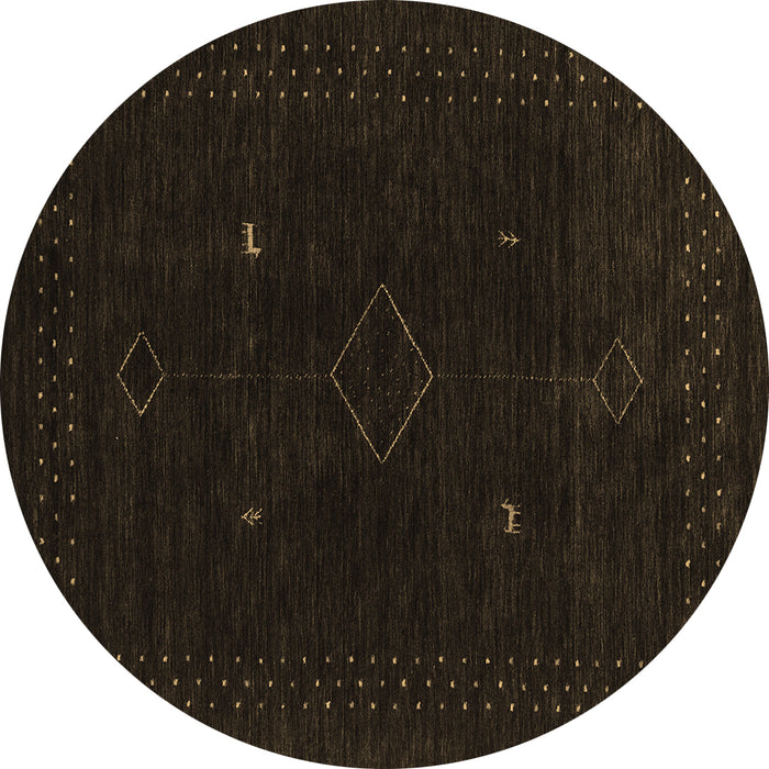 Round Machine Washable Abstract Brown Contemporary Rug, wshcon2618brn