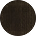 Round Abstract Brown Contemporary Rug, con2619brn