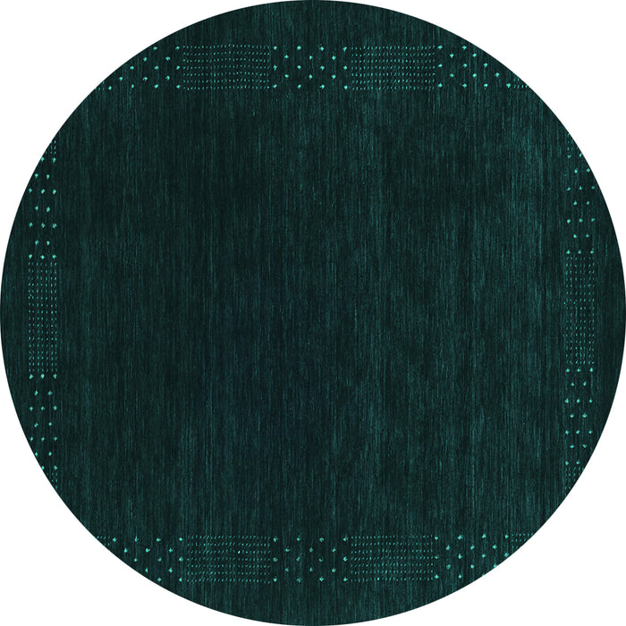 Round Abstract Turquoise Contemporary Rug, con2619turq