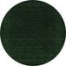 Round Machine Washable Abstract Emerald Green Contemporary Area Rugs, wshcon2619emgrn