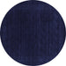 Round Abstract Blue Contemporary Rug, con2619blu