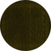 Round Abstract Yellow Contemporary Rug, con2619yw