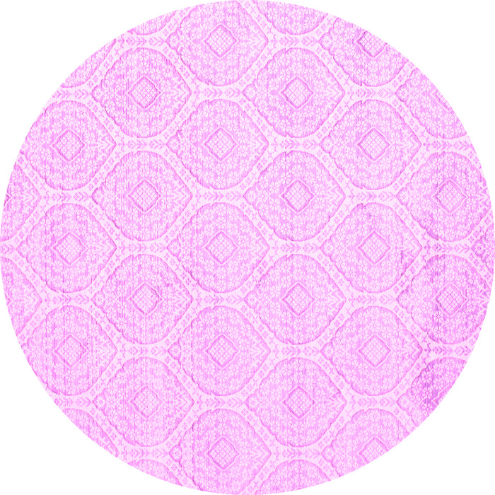 Round Machine Washable Abstract Pink Contemporary Rug, wshcon261pnk