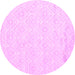 Round Machine Washable Abstract Pink Contemporary Rug, wshcon261pnk