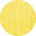 Round Machine Washable Abstract Yellow Contemporary Rug, wshcon261yw