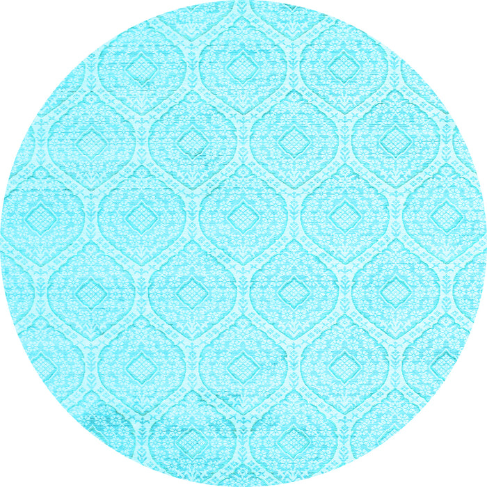 Round Abstract Light Blue Contemporary Rug, con261lblu