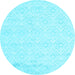 Round Abstract Light Blue Contemporary Rug, con261lblu