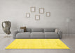 Machine Washable Abstract Yellow Contemporary Rug in a Living Room, wshcon261yw