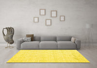 Machine Washable Abstract Yellow Contemporary Rug, wshcon261yw