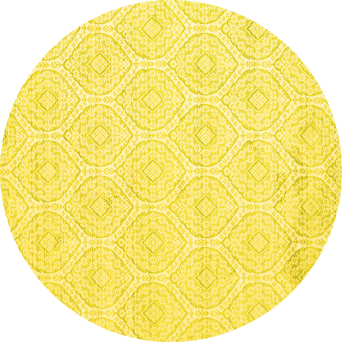 Round Abstract Yellow Contemporary Rug, con261yw