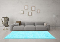 Machine Washable Abstract Light Blue Contemporary Rug, wshcon261lblu