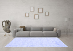 Machine Washable Abstract Blue Contemporary Rug in a Living Room, wshcon261blu