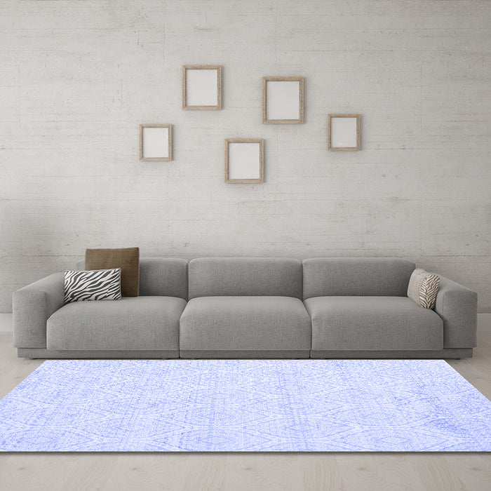 Machine Washable Abstract Blue Contemporary Rug in a Living Room, wshcon261blu