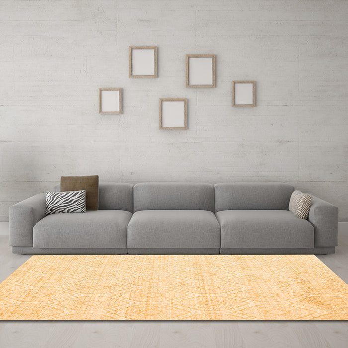 Machine Washable Abstract Orange Contemporary Area Rugs in a Living Room, wshcon261org