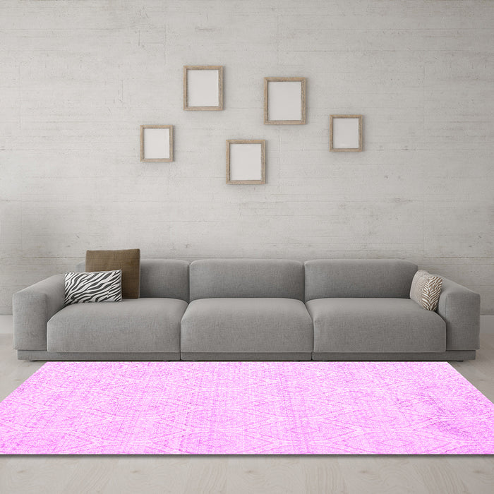Machine Washable Abstract Pink Contemporary Rug in a Living Room, wshcon261pnk