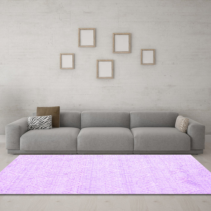 Machine Washable Abstract Purple Contemporary Area Rugs in a Living Room, wshcon261pur