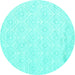 Round Machine Washable Abstract Turquoise Contemporary Area Rugs, wshcon261turq