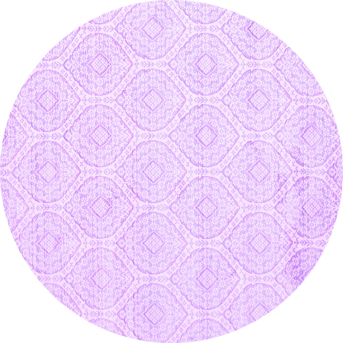Round Machine Washable Abstract Purple Contemporary Area Rugs, wshcon261pur