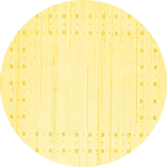 Round Machine Washable Solid Yellow Modern Rug, wshcon2620yw