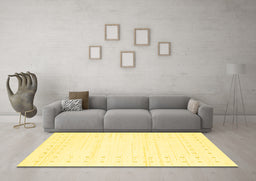 Machine Washable Solid Yellow Modern Rug in a Living Room, wshcon2620yw