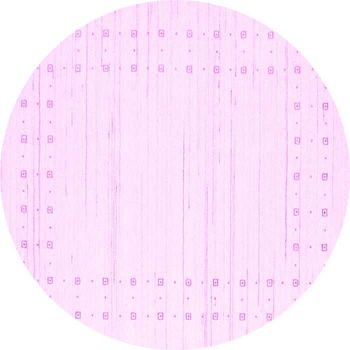 Round Machine Washable Solid Pink Modern Rug, wshcon2620pnk