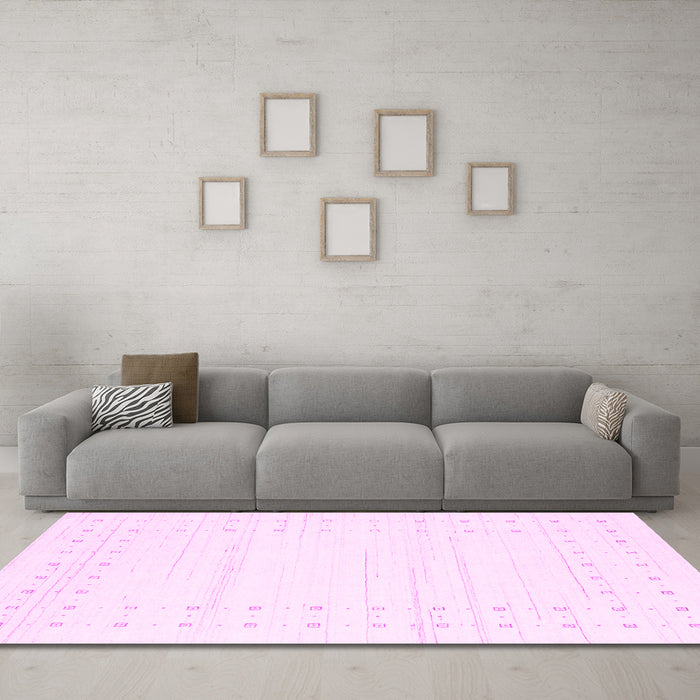 Machine Washable Solid Pink Modern Rug in a Living Room, wshcon2620pnk