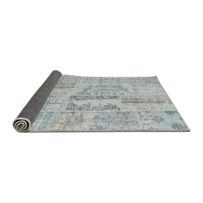 Thickness of Contemporary Gunmetal Gray Patchwork Rug, con2621
