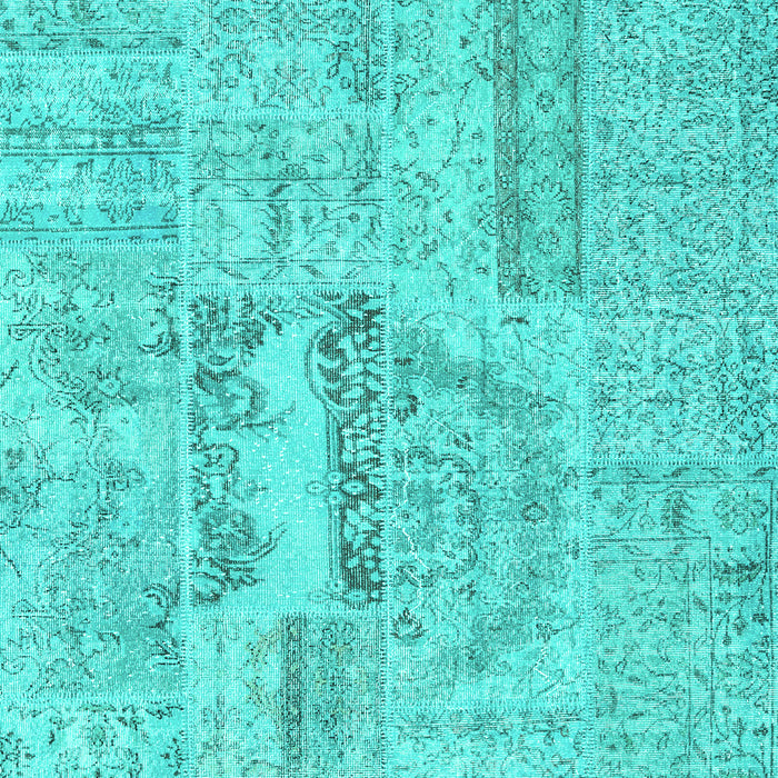 Machine Washable Patchwork Turquoise Transitional Area Rugs, wshcon2621turq