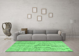 Machine Washable Patchwork Emerald Green Transitional Area Rugs in a Living Room,, wshcon2621emgrn