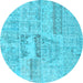 Round Patchwork Light Blue Transitional Rug, con2621lblu