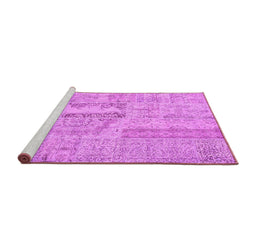 Sideview of Machine Washable Patchwork Pink Transitional Rug, wshcon2621pnk