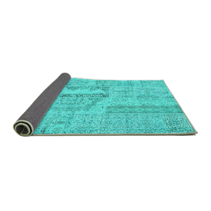 Sideview of Patchwork Turquoise Transitional Rug, con2621turq