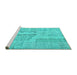 Sideview of Machine Washable Patchwork Turquoise Transitional Area Rugs, wshcon2621turq