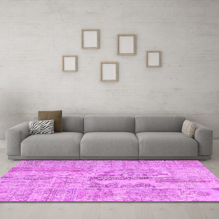 Machine Washable Patchwork Pink Transitional Rug in a Living Room, wshcon2621pnk