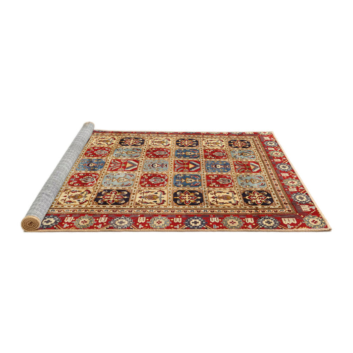 Serging Thickness of Machine Washable Contemporary Red Rug, wshcon2622