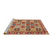 Serging Thickness of Machine Washable Contemporary Red Rug, wshcon2622