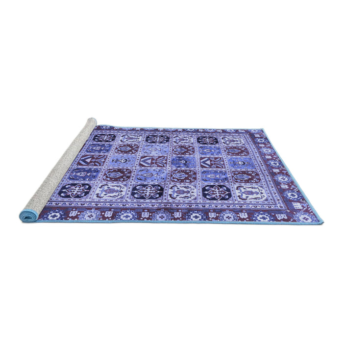 Sideview of Machine Washable Southwestern Blue Country Rug, wshcon2622blu
