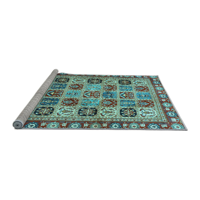 Sideview of Machine Washable Southwestern Light Blue Country Rug, wshcon2622lblu