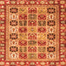 Round Machine Washable Southwestern Orange Country Area Rugs, wshcon2622org